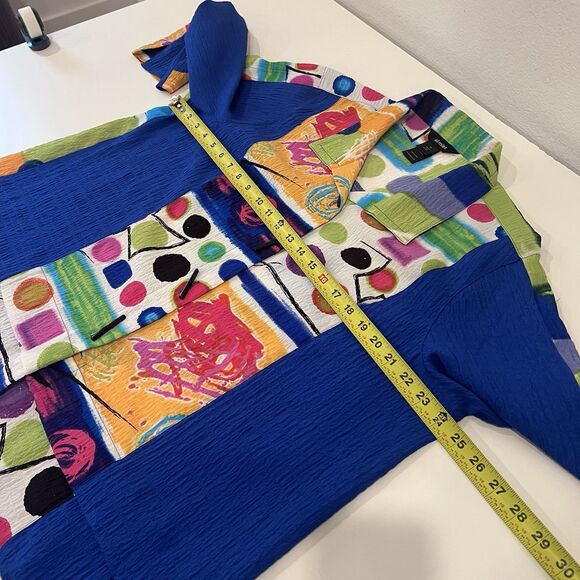 Ali Miles Top Womens 1X Abstract Art Lightweight Statement Button Front Shacket - Picture 9 of 10
